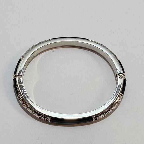 Brighton Silver and Black Enamel Hinged Bracelet - Picture 6 of 6